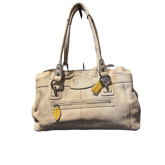 Coach Beige Penelope Pebbled Leather Ruffled Edge Satchel - Picture 1 of 8